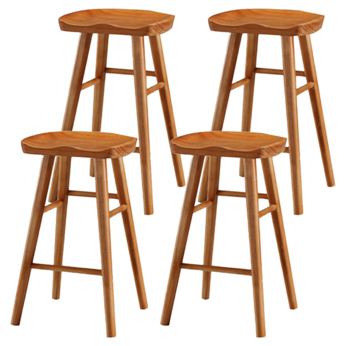 Restaurant Simple Wood Barstool Wood 4 Legs Bar Stool with Pedal