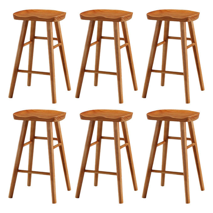 Restaurant Simple Wood Barstool Wood 4 Legs Bar Stool with Pedal