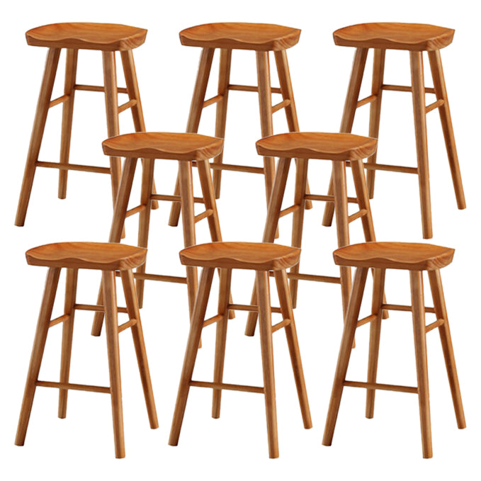 Restaurant Simple Wood Barstool Wood 4 Legs Bar Stool with Pedal