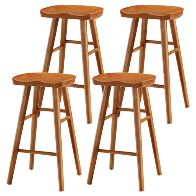 Restaurant Simple Wood Barstool Wood 4 Legs Bar Stool with Pedal