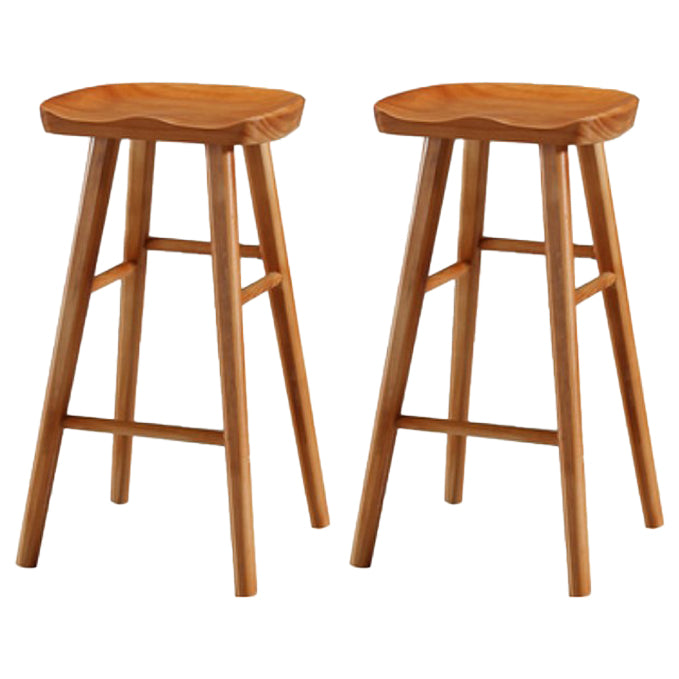 Restaurant Simple Wood Barstool Wood 4 Legs Bar Stool with Pedal