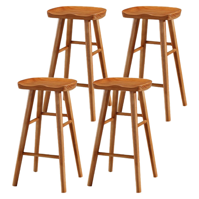 Restaurant Simple Wood Barstool Wood 4 Legs Bar Stool with Pedal