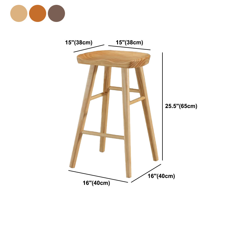 Restaurant Simple Wood Barstool Wood 4 Legs Bar Stool with Pedal