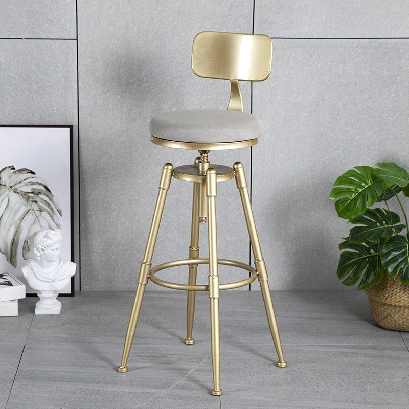 Living Room Glam Style Barstool Gold 4 Legs Bar Stool with Pedal