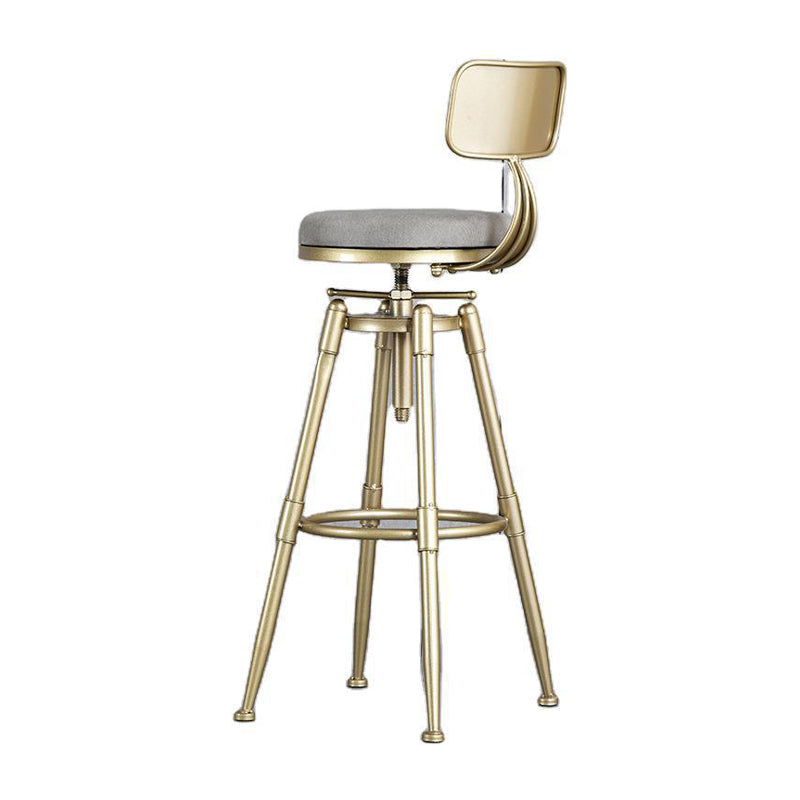 Living Room Glam Style Barstool Gold 4 Legs Bar Stool with Pedal