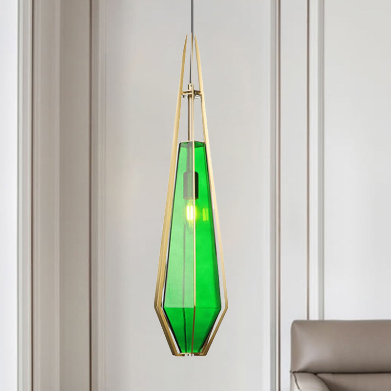 Diamond Office Room pendentif vert clair / verre blanc 5 "/6,5" / 10 "de large 1 lumière moderne plafond suspendu