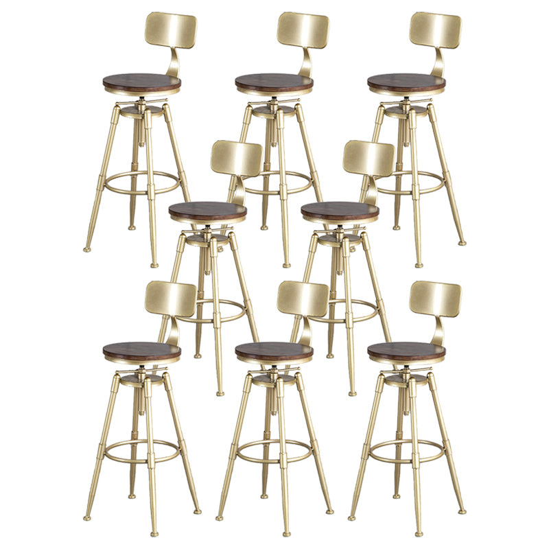 Living Room Glam Style Barstool Gold 4 Legs Bar Stool with Pedal