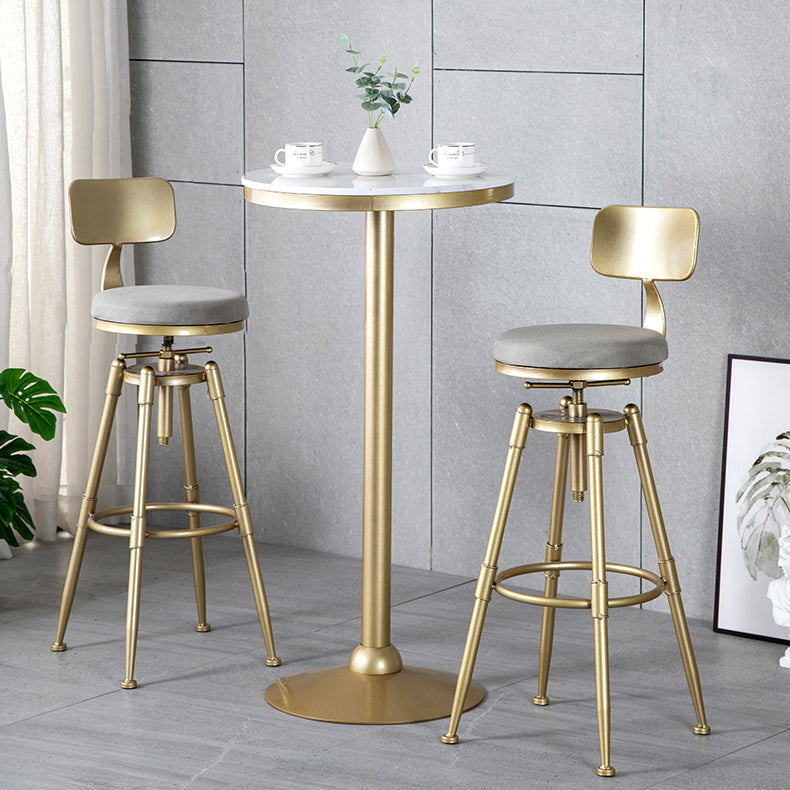 Living Room Glam Style Barstool Gold 4 Legs Bar Stool with Pedal