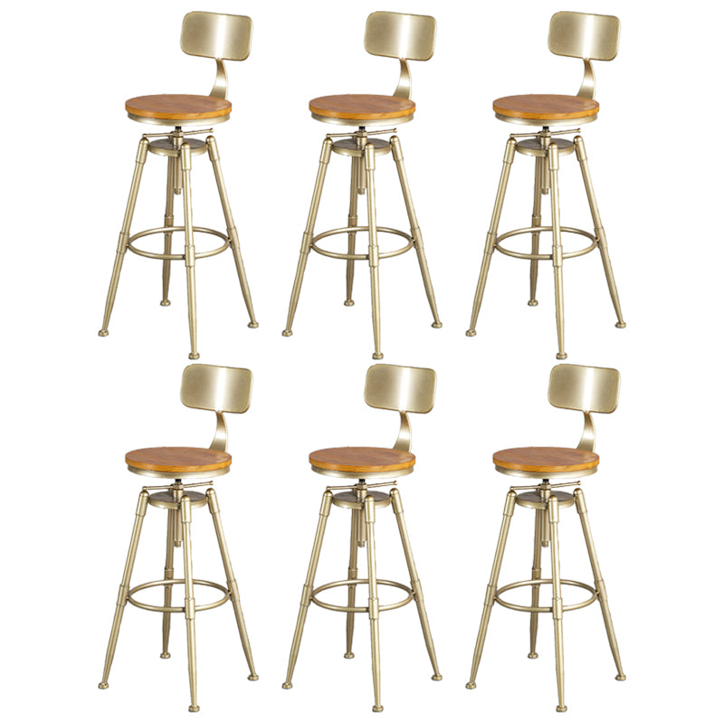 Living Room Glam Style Barstool Gold 4 Legs Bar Stool with Pedal