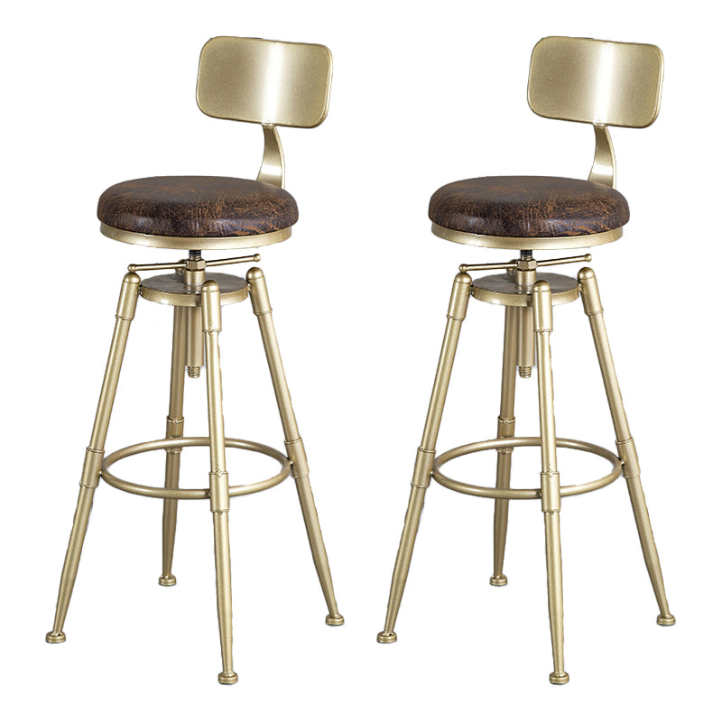 Living Room Glam Style Barstool Gold 4 Legs Bar Stool with Pedal