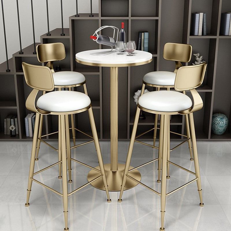 Nordic Style Leather Upholstered Barstool Gold Base Bar Stool for Living Room