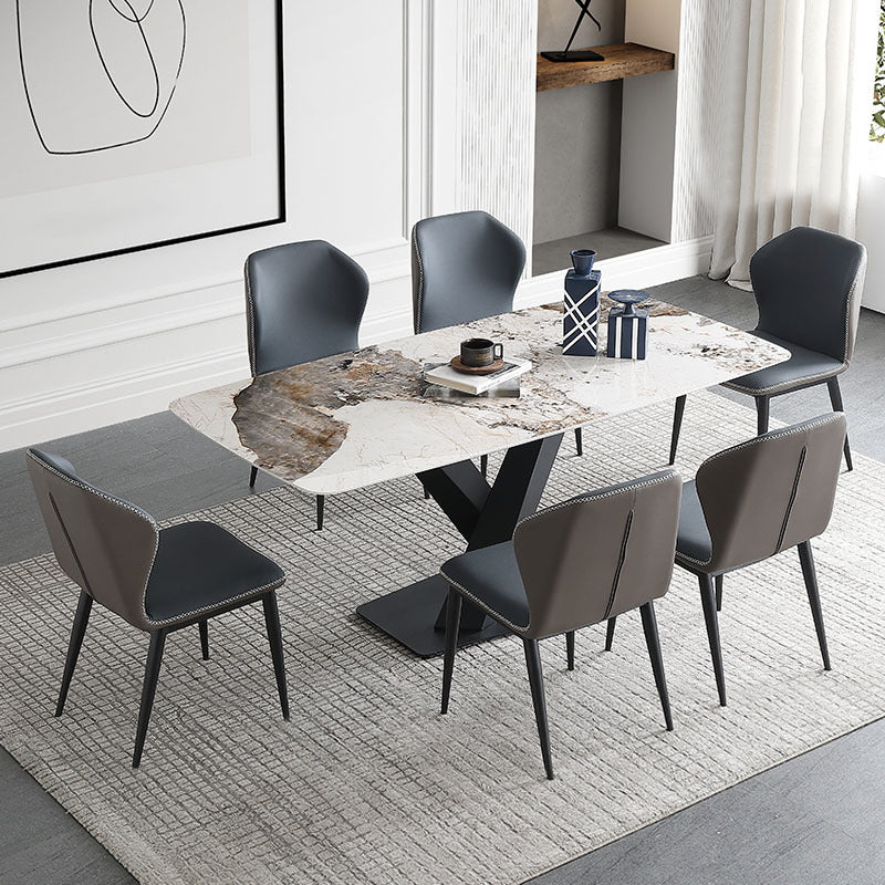 Designer Style Rectangular Dining Table Set 1/4/5/6/7 Pieces Sintered Stone Dining Set