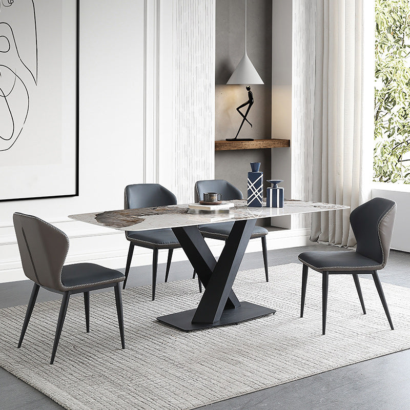 Designer Style Rectangular Dining Table Set 1/4/5/6/7 Pieces Sintered Stone Dining Set