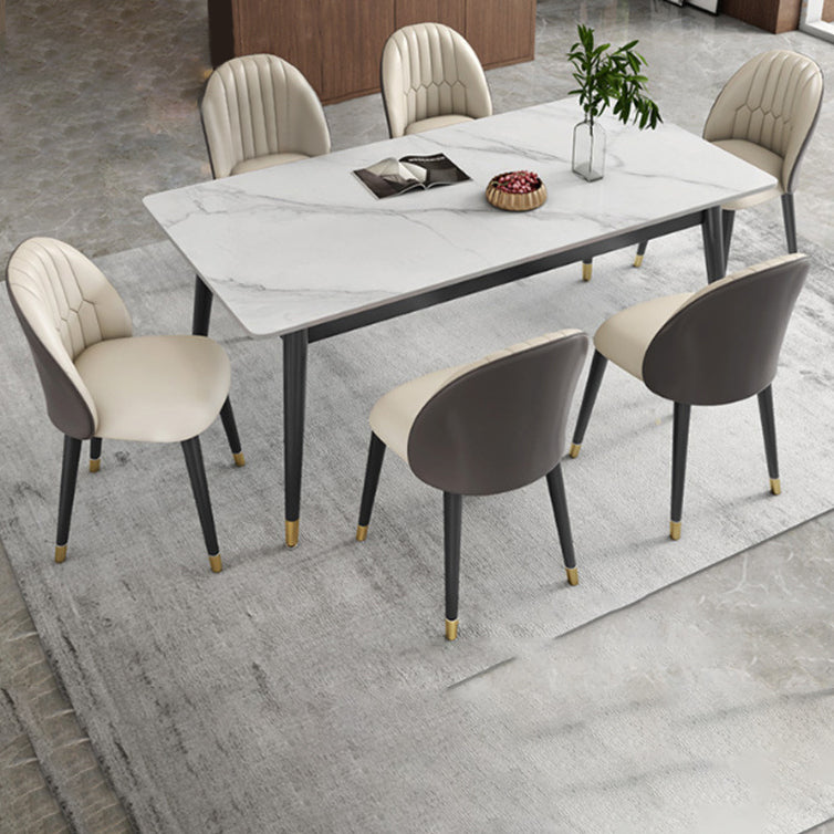 Modern Style Sintered Stone Top Dinette Set 1/2/5/7 Pieces Rectangular Dining Set
