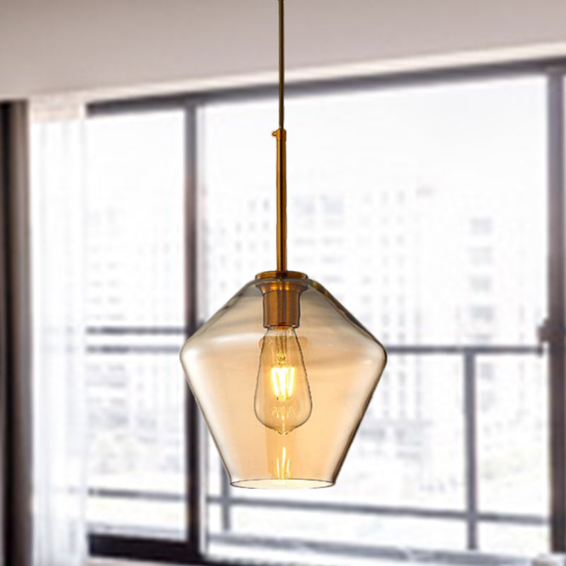 1 lampe suspendue à salle à manger légère lampe à suspension ambrée moderne avec triangle / tambour / cône nulle, 6,5 "/ 9" / 12 "de largeur