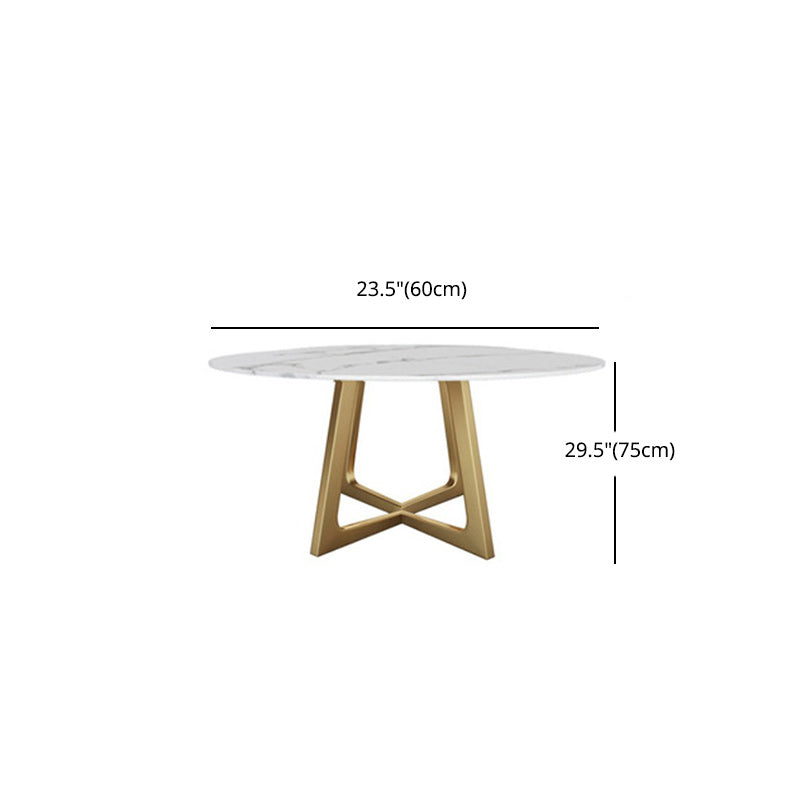 Glam Style Stone Round Dining Table with Gold Base for Living Room