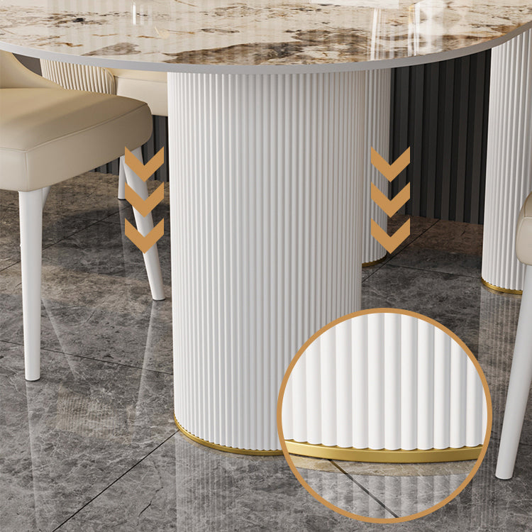 Modern Style Dining Table Sintered Stone Table with Metal Base for Home