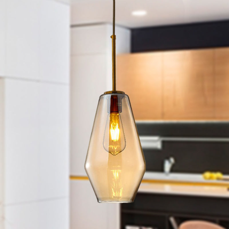 1 lampe suspendue à salle à manger légère lampe à suspension ambrée moderne avec triangle / tambour / cône nulle, 6,5 "/ 9" / 12 "de largeur