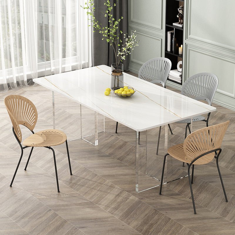 Rectangle Dinning Table with White Stone Modern Dining Table