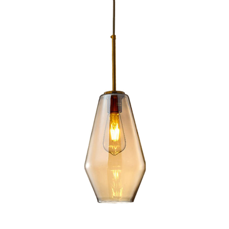 1 lampe suspendue à salle à manger légère lampe à suspension ambrée moderne avec triangle / tambour / cône nulle, 6,5 "/ 9" / 12 "de largeur