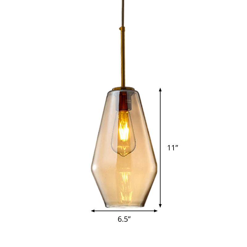 1 lampe suspendue à salle à manger légère lampe à suspension ambrée moderne avec triangle / tambour / cône nulle, 6,5 "/ 9" / 12 "de largeur