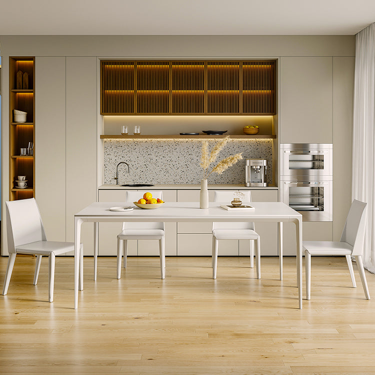 Modern Style Dining Table Sintered Stone Rectangle 4 Legs Table