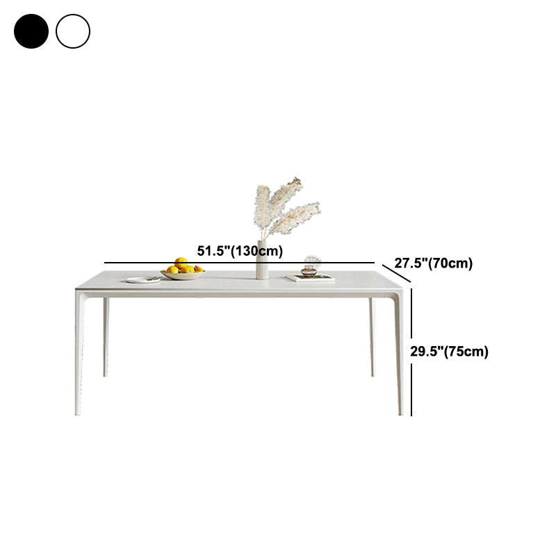 Modern Style Dining Table Sintered Stone Rectangle 4 Legs Table