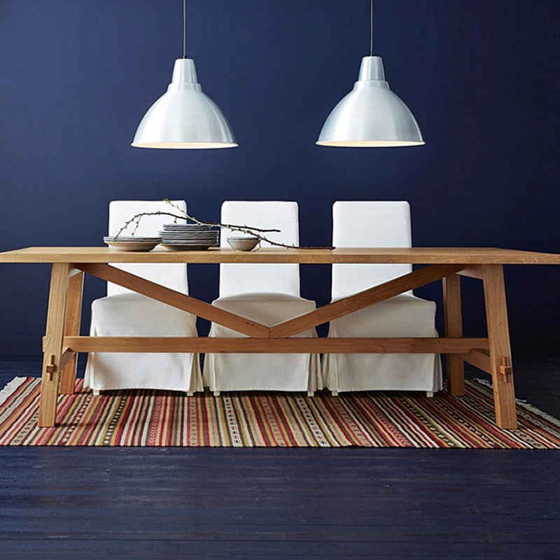 Rectangle Solid Wood Dining Room Table Modern Trestle Counter Table in Natural