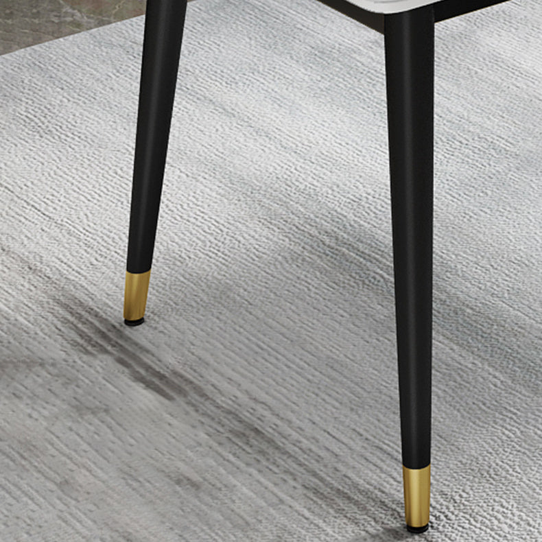 Rectangle Dining Table White and Gray Stone Modern Dining Table