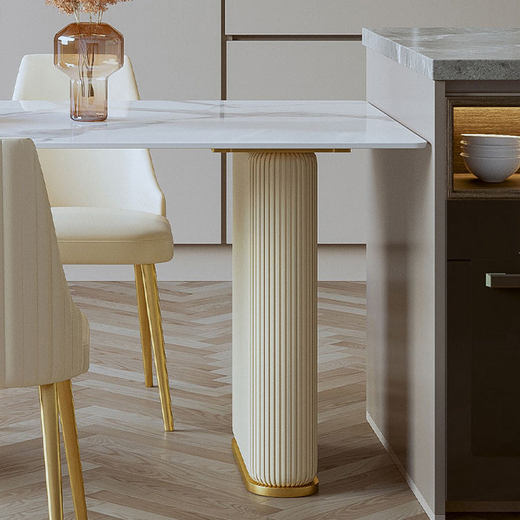 Stone Top Dining Table Modern Dining Table with Double Pedestal Base