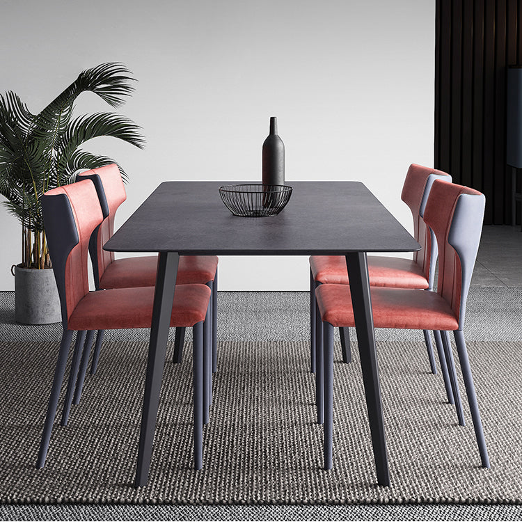 Sintered Stone Black Dining Table Industrial 4 Legs Table for Dining Room