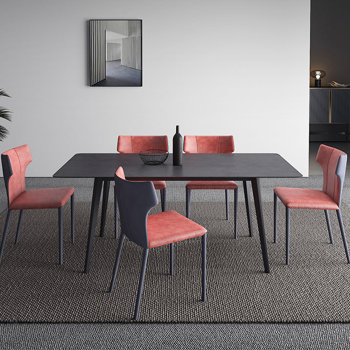 Sintered Stone Black Dining Table Industrial 4 Legs Table for Dining Room