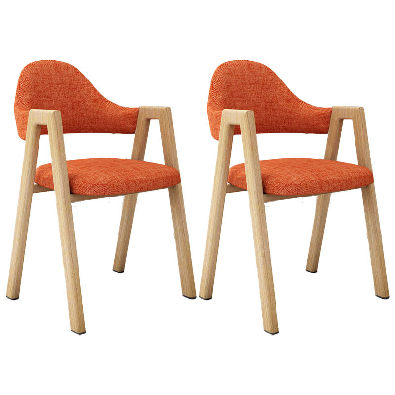 Modern Fabric Dining Chair with Arms Matte Finish Open Back Side Chair