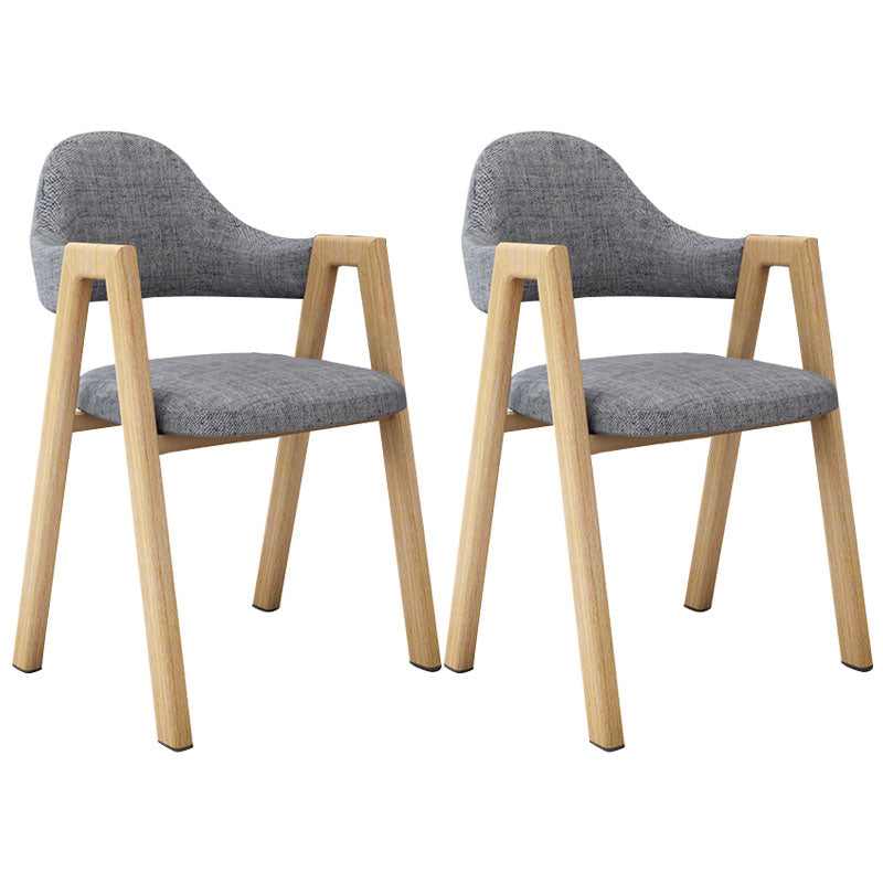 Modern Fabric Dining Chair with Arms Matte Finish Open Back Side Chair
