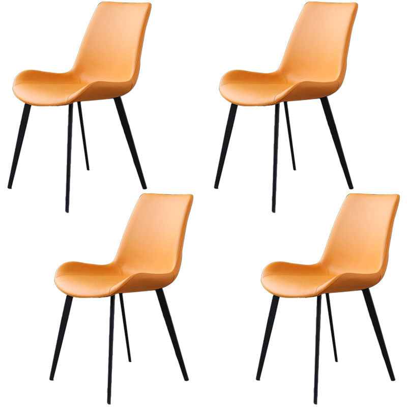 Armless Dining Chairs Industrial Faux Leather Kitchen Chairs for Dining Room