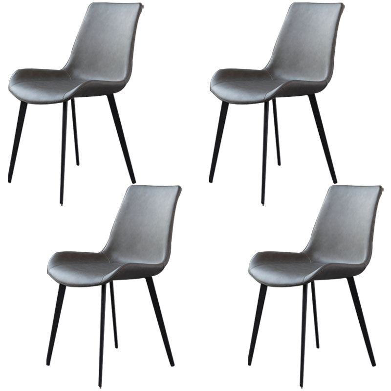 Armless Dining Chairs Industrial Faux Leather Kitchen Chairs for Dining Room