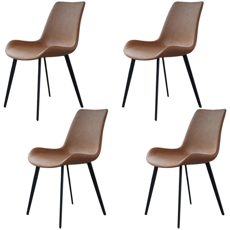 Armless Dining Chairs Industrial Faux Leather Kitchen Chairs for Dining Room