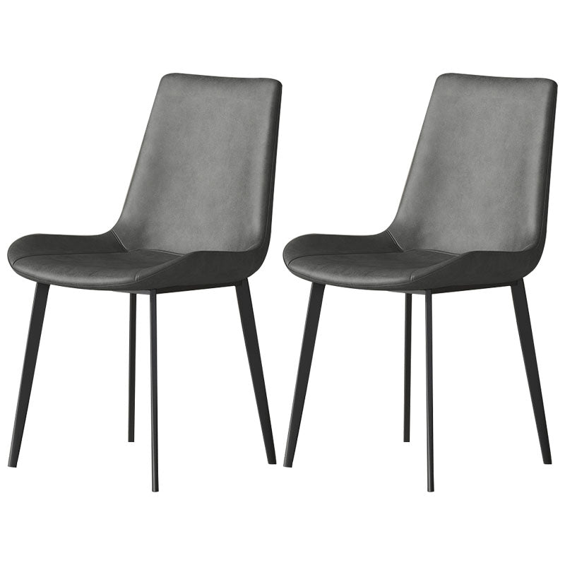 Armless Dining Chairs Industrial Faux Leather Kitchen Chairs for Dining Room