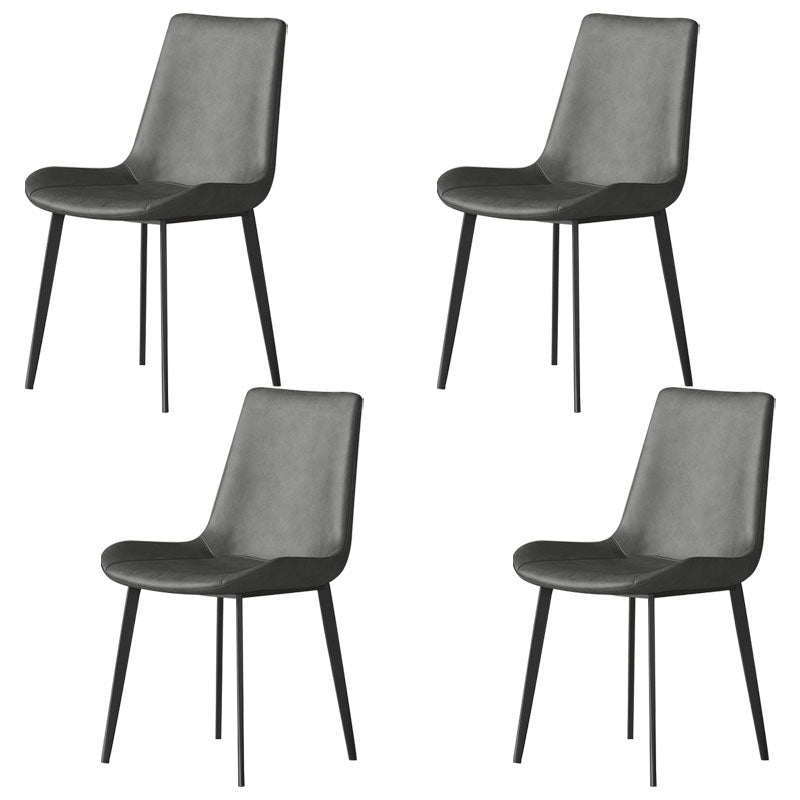 Armless Dining Chairs Industrial Faux Leather Kitchen Chairs for Dining Room