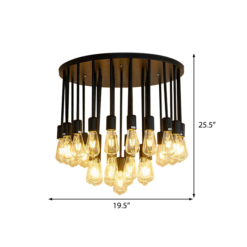 23/31 Lights Ceiling Light Fixture with Hanging Shade Clear Glass Nordic Living Room Semi Flush, 19.5"/23.5" Wide