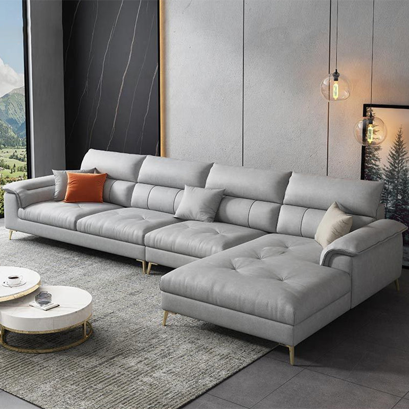 Sewn Pillow Back Sofa & Chaise 137.8" W x 70.87" D x 35.43" H Faux Leather Sofa