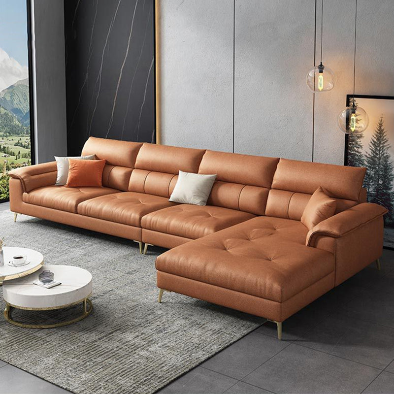 Sewn Pillow Back Sofa & Chaise 137.8" W x 70.87" D x 35.43" H Faux Leather Sofa