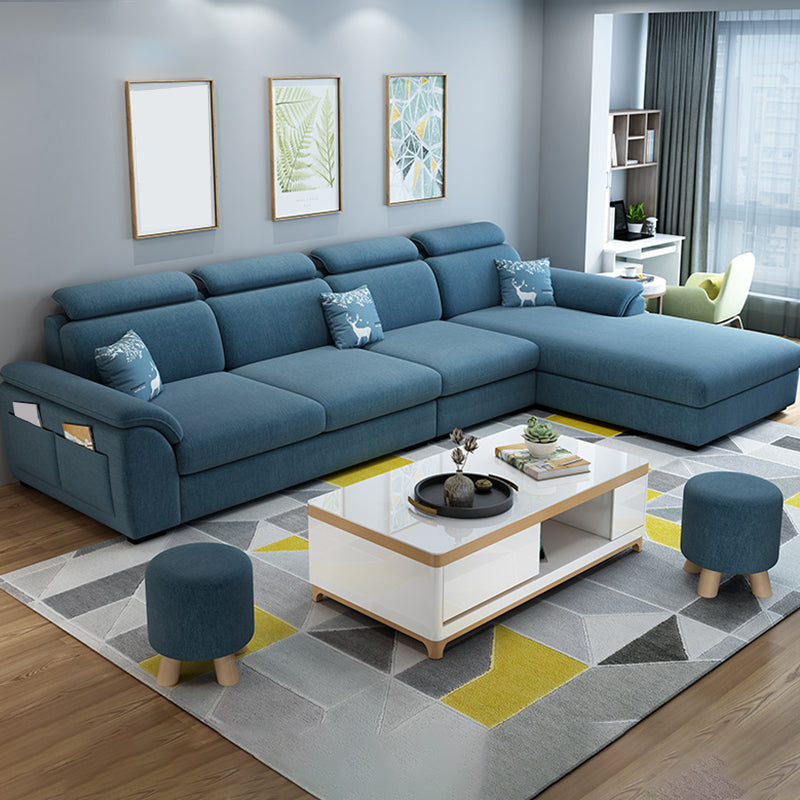 Modern Fabric/Faux Leather Sofa & Chaise with Storage for Living Room