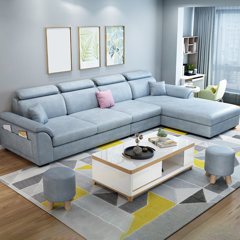 Modern Fabric/Faux Leather Sofa & Chaise with Storage for Living Room