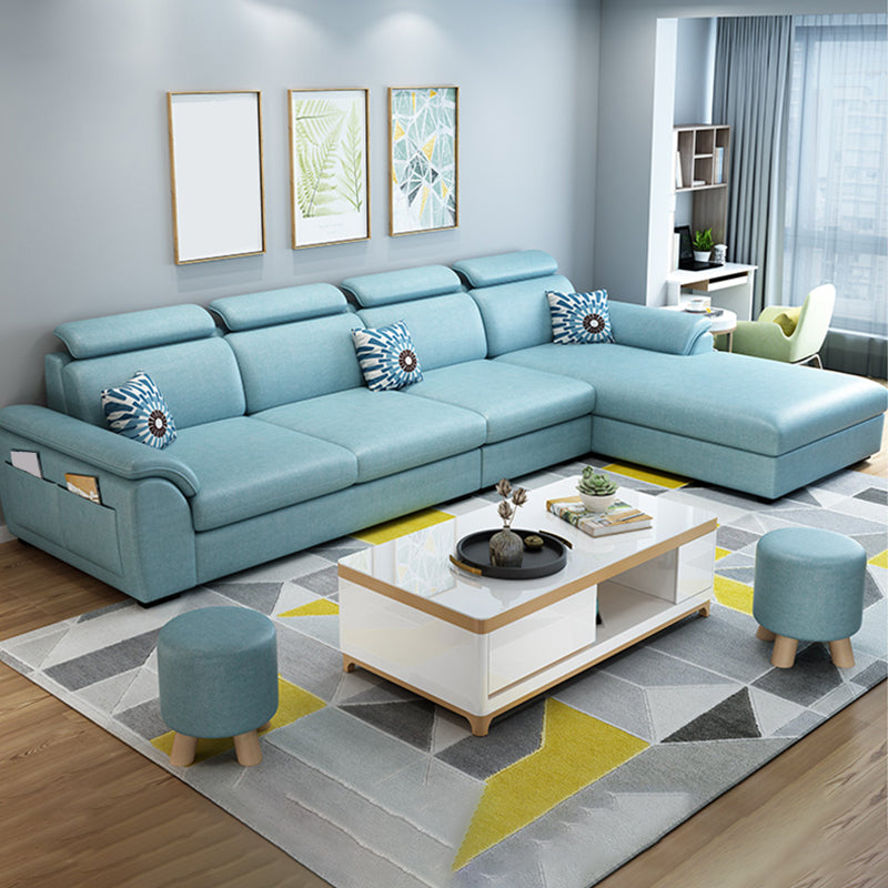 Modern Fabric/Faux Leather Sofa & Chaise with Storage for Living Room