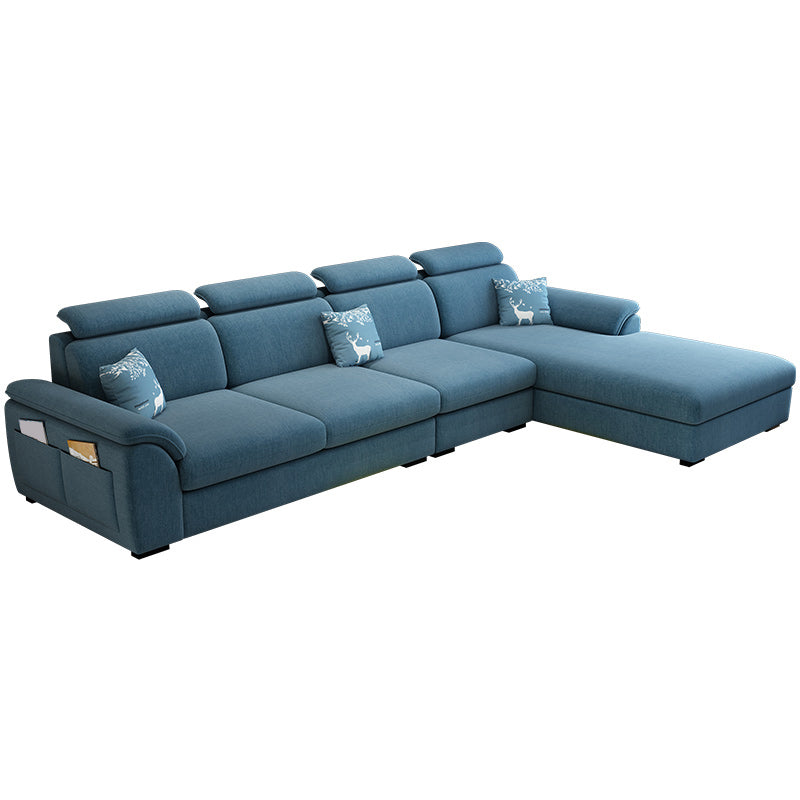 Modern Fabric/Faux Leather Sofa & Chaise with Storage for Living Room