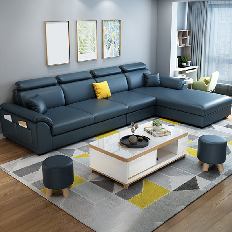 Modern Fabric/Faux Leather Sofa & Chaise with Storage for Living Room