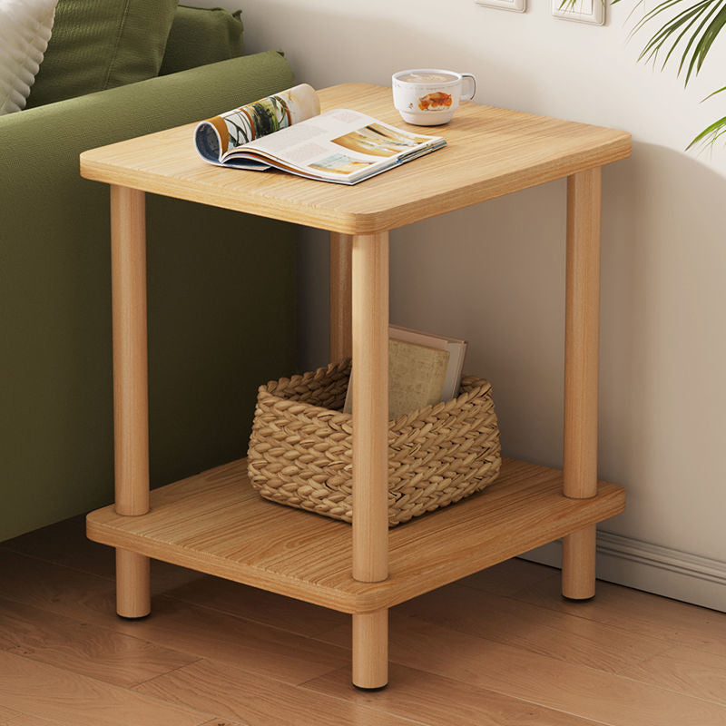 Modern Wooden Side Table Square / Rectangle White and Wood 4 - Legs Sofa Side Table
