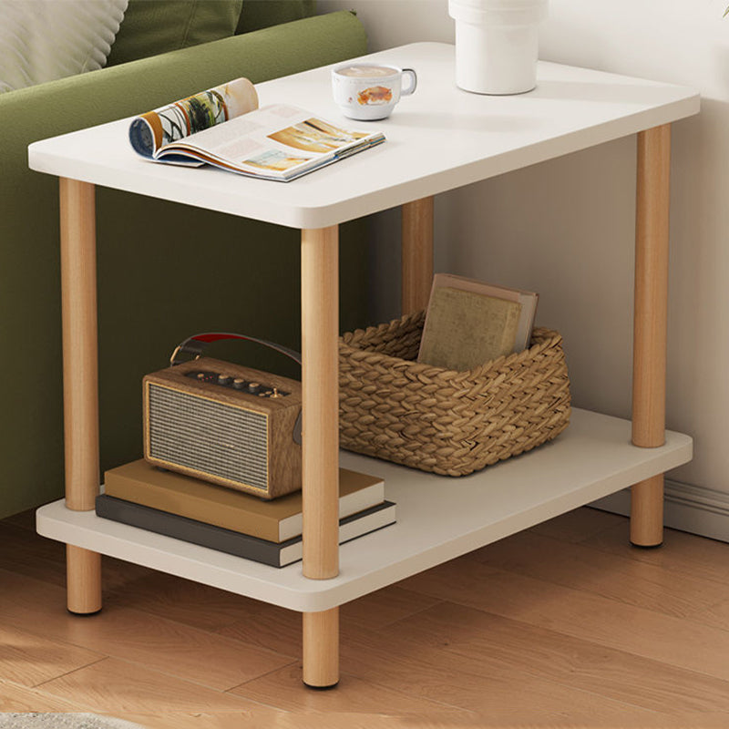 Modern Wooden Side Table Square / Rectangle White and Wood 4 - Legs Sofa Side Table