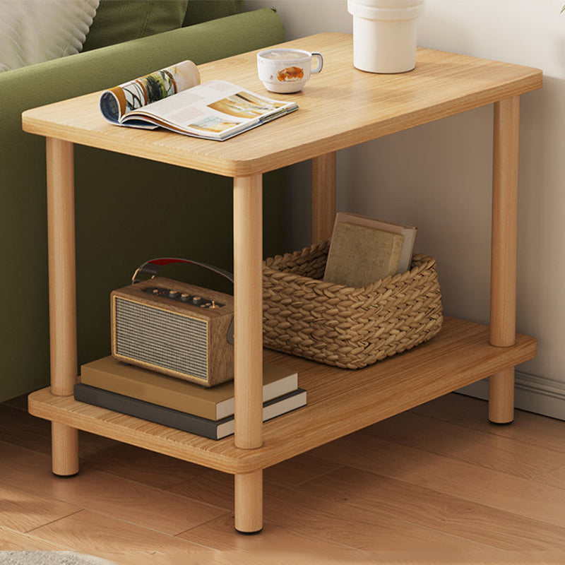 Modern Wooden Side Table Square / Rectangle White and Wood 4 - Legs Sofa Side Table